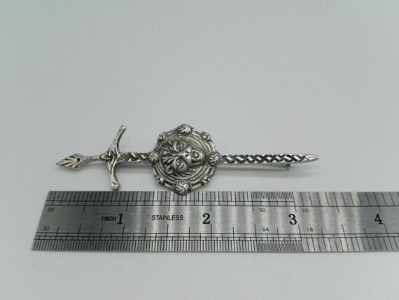 Silver Kilt Tartan Pin Sword Tigers Head Shield R… - image 4