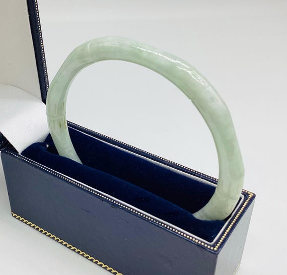 Sea Green Jade  Bangle Bamboo Carved