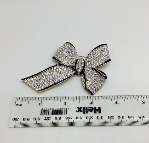 Huge Attwood and Sawyer Brooch Sparkling Bow Swarovski Crystals 22ct Gold Plated
