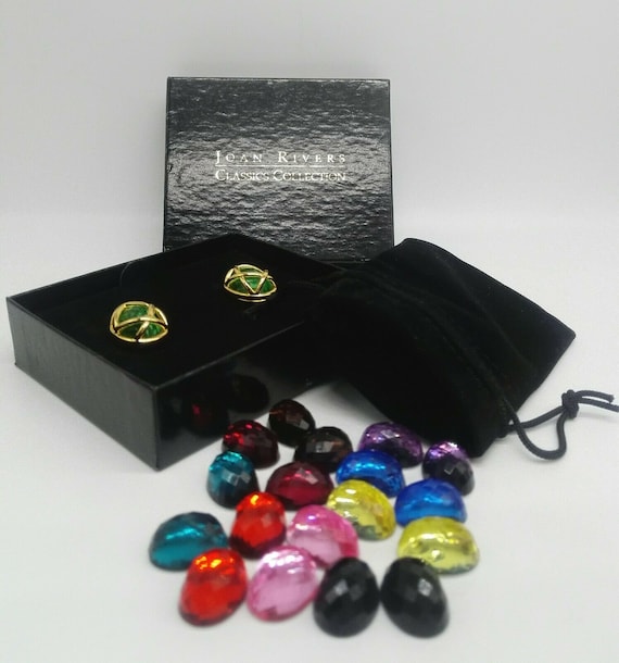 Joan Rivers Interchangeable Multicoloured Faceted Glass Bead Earrings Boxed