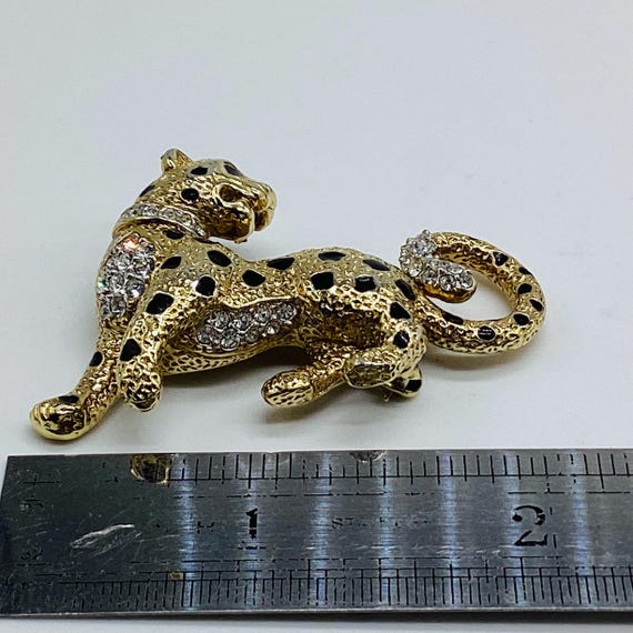 Signed Attwood and Sawyer Standing Leopard Brooch Swarovski Signed Attwood and Sawyer Standing Leopard Brooch Swarovski