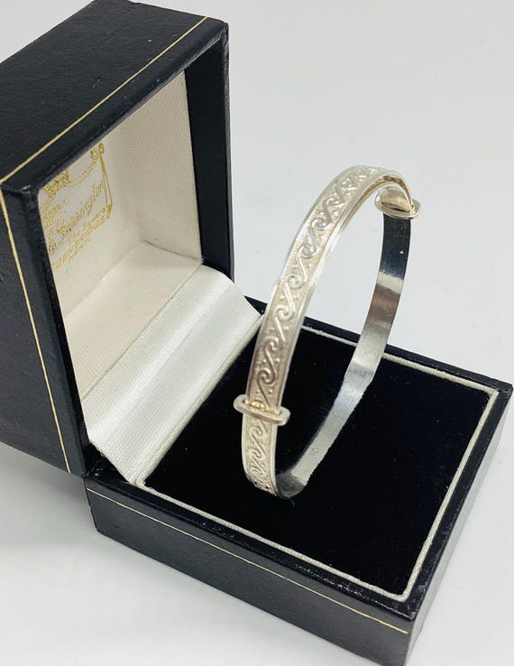 Childs Baby Silver Bangle Vintage Christening Baby Shower 18 months to 2 Years