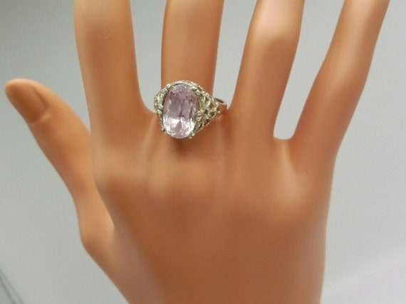 Pale Lilac Faceted Amethyst 925 Solid Silver Fine Filigree Dome Set Ring N.5 February Birthstone 6th Wedding Anniversary Gift