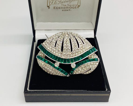 Attwood and Sawyer Outstanding Rare Crab Brooch Complete Swarovski Crystal Set Green Clear SignedFantastic Condition Cancerian Birthday