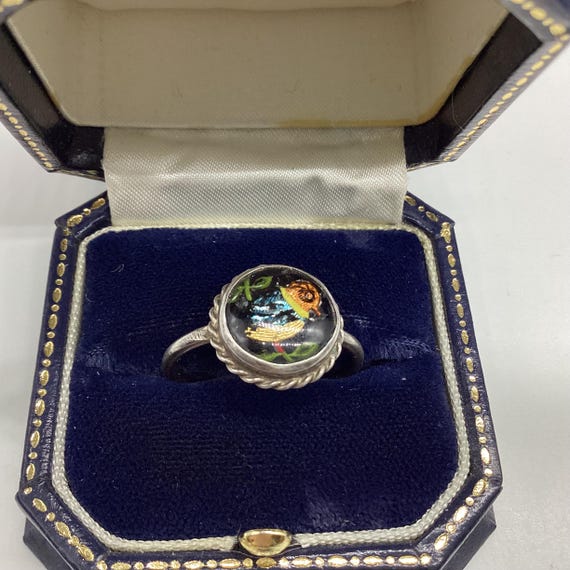Butterfly Wing Ring Early T L MOTT Sterling Silver Pretty Bird on a Branch Circular Setting UK Size P US Size 7 1/2