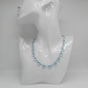 Art Deco Topaz Blue Riviere Necklace: Vintage Bridal Jewellery