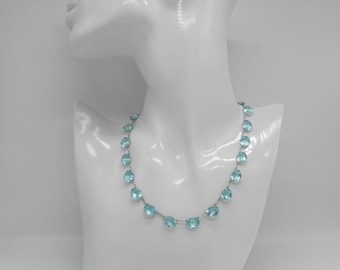 Fabelhafte Topas Blaue Riviere Halskette Art Deco C1930 Hochzeit Brautschmuck Anna Wintour Stil