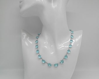 Fabelhafte Topas Blaue Riviere Halskette Art Deco C1930 Hochzeit Brautschmuck Anna Wintour Stil