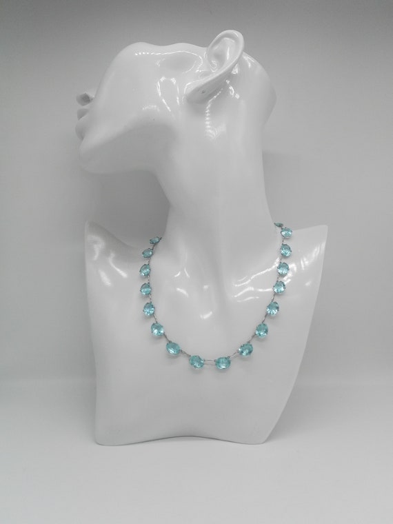 Fabulous Topaz Blue Riviere Necklace Art Deco C1930 Wedding Bridal Jewellery Anna Wintour Style