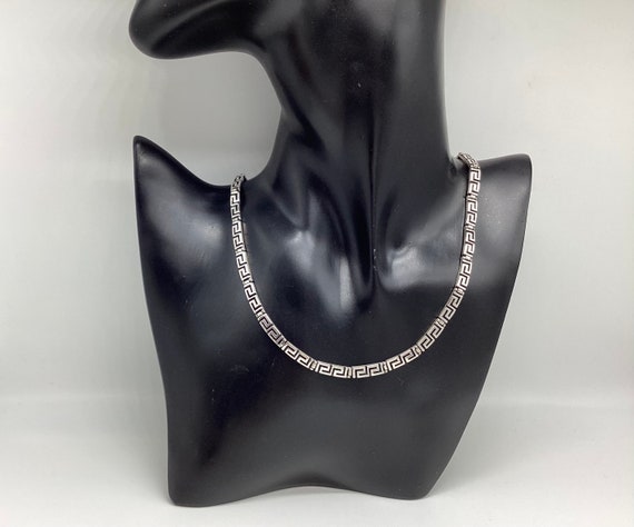 Solid Silver 925 Greek Key Meander Necklace Reversible Double Sided 26.7 Grams