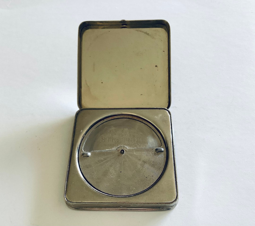 Stratnoid Square Vintage Powder Compact Art Deco Machine Turned White ...