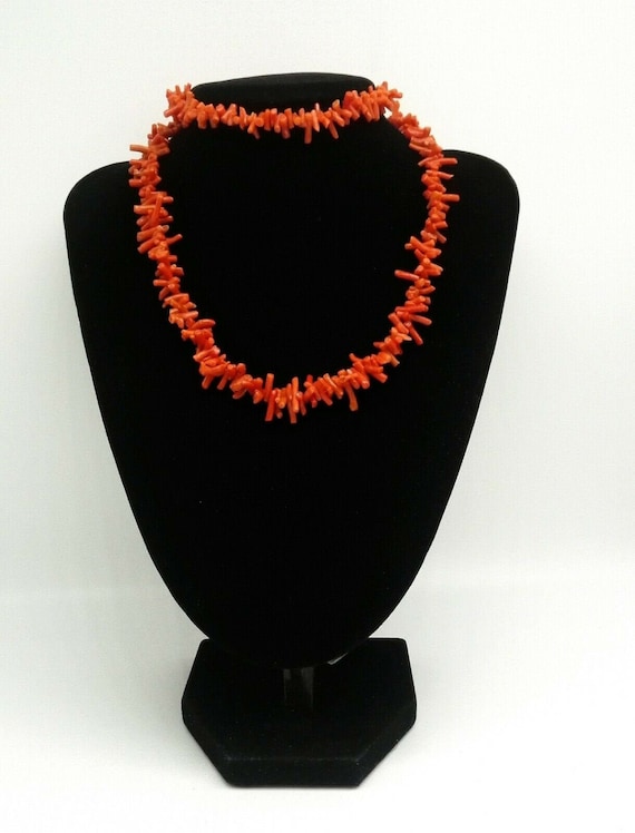 Antique Branch Coral Necklace Long Length 26 inches Opera Length Salmon Coral 37 grams Victorian Jewellery