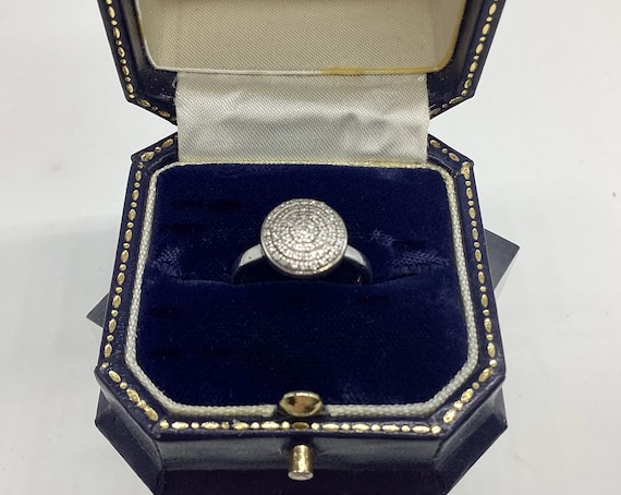 Monica Vinader Pavé Disc Ring Sterling Silver Sparkling Statement Ring Contemporary Designer Jewellery