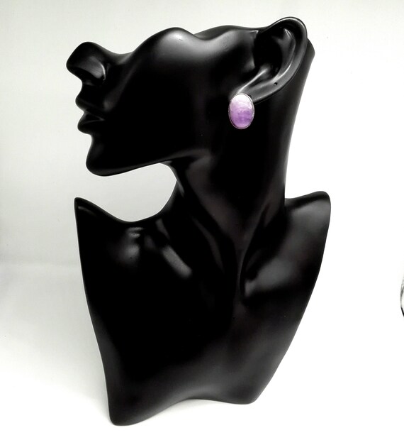 Amethyst Silver Earrings Large Polished Vintage Fully Backed Pie Crust Set 6 grm February Birthstone 6th Wedding Anniversary