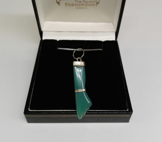 Figa Mano Fica Mano Aventurine Pendant 925 Silver Chain Fertility Evil Eye Protection