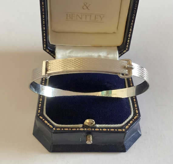 Solid Silver Vintage Bangle Childs Expandable Buckle 4 Year Old Confirmation Birthday