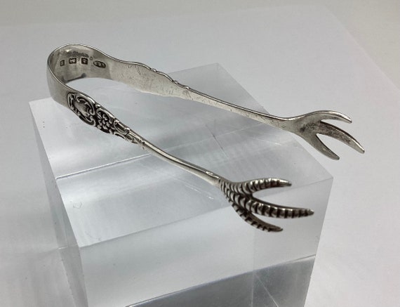 Miniature Antique Sugar Nips/Tongs Hallmarked Solid Silver 1906 Claw Engraved