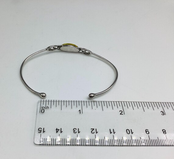 Solid Silver Torque Green Amber  Bangle Vintage i… - image 8