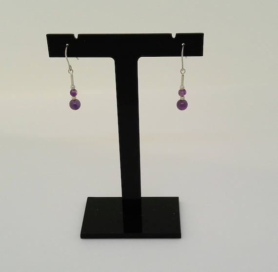 Amethyst February Birthday 925 Silver Drop Earrings. Wedding Jewellery, Christmas Gift Stocking Filler. Bridesmaid gift. Original Box Draft