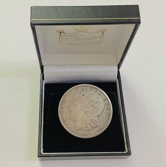 Solid Silver Morgan Dollar 1921 Brooch Rare American Coins