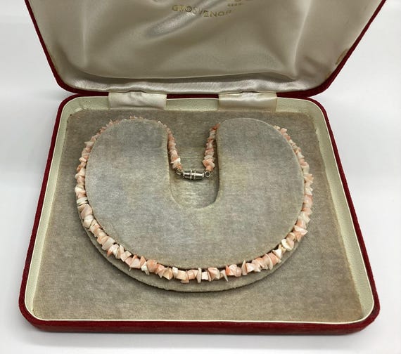 Pretty Baby Pink Angel Skin Coral Graduated Chip Choker Necklace Wedding Bridal Bridesmaid