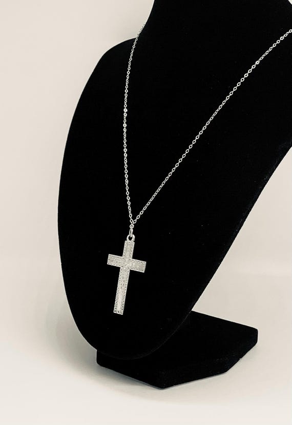 Vintage Hallmarked Solid Silver Cross And Chain Confirmation Christening Wedding Bridal Jewellery John Ashford and Son 1970s