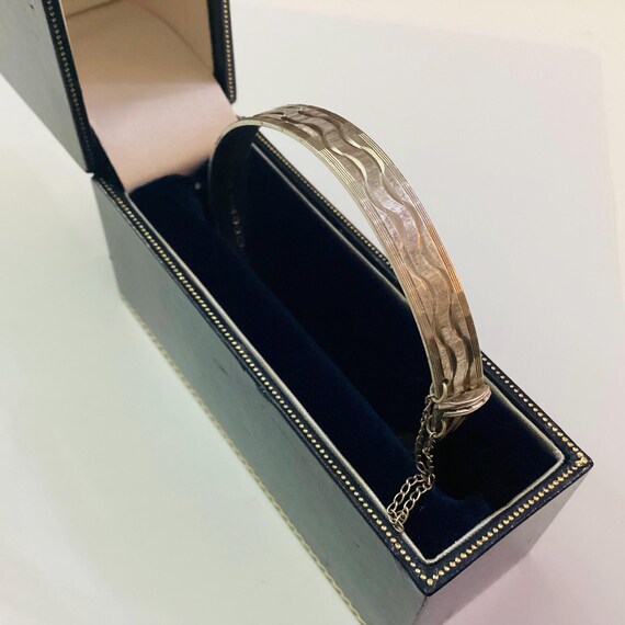 Fine Narrow Silver Bangle 1976 Hallmark 50th Birthday Anniversary Diamond Cut