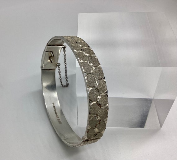 Solid Silver Bangle Full Hallmark 1976 Vintage Brutalist Monomil Ltd 29.9 grams
