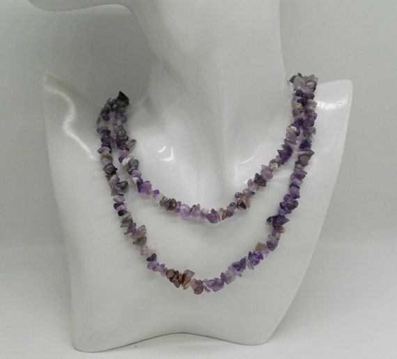 Amethyst Double Stranded Bead Necklace Vintage February Birthstone 6th Anniversary
