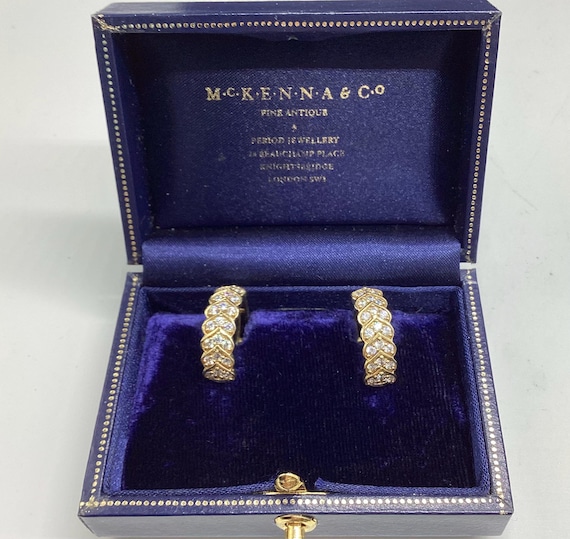 9ct Gold on Solid 925 Silver Earrings White Topaz Set Hearts Full Hoop