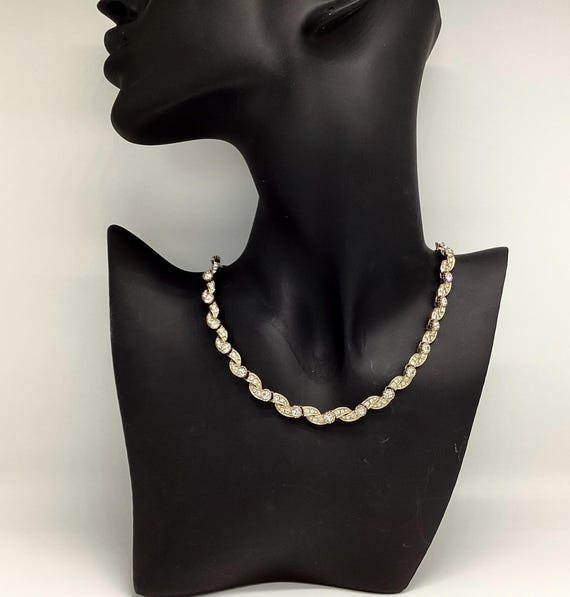 Fabulous Vintage A&S Attwood and Sawyer Swarovski Crystal 22ct Gold Plated Necklace Choker