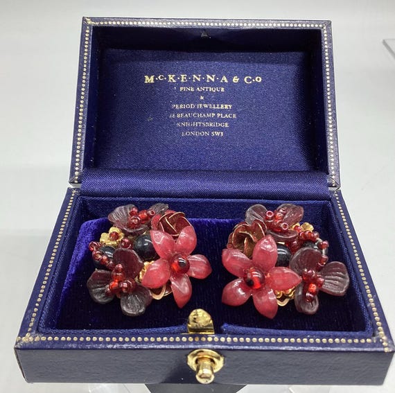 Coleen Toland Plum Roses Designer Clip On Earrings