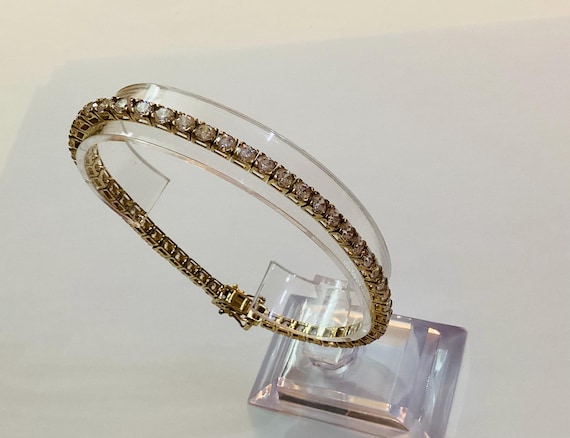 Vermeil Tennis Bracelet with Brilliant Cubic Zirconia Gold on 925 Solid Silver