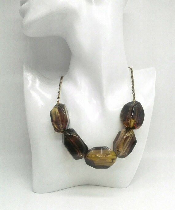 Vintage Huge Lucite Smokey Quartz Bead Necklace