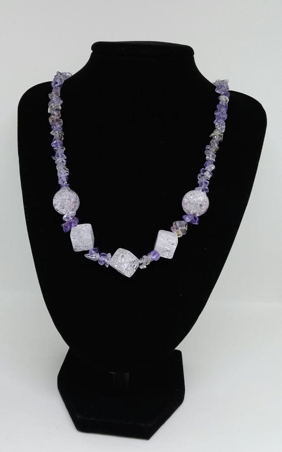 Fabulous Chunks of Amethyst and Quartz Beads in a Fantastically Bold  Eye Catching Necklace