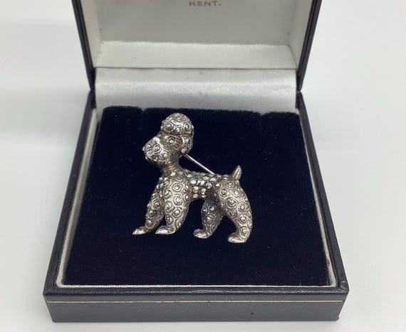 Poodle Brooch Dainty Sterling Silver and Marcasite Vintage