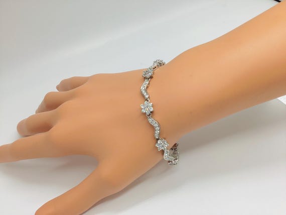 Tennis Bracelet Crystal Star Linked Wedding Bridesmaid Bridal Birthday Vintage