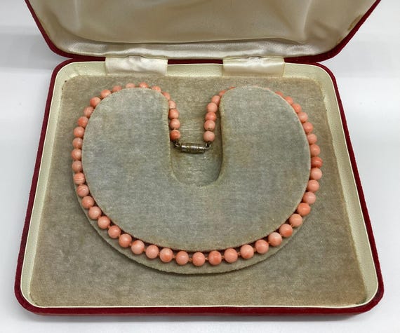 Angel Skin Coral Bead Necklace Choker Quality Vintage C1930 Gemstone Birthday or Bridesmaid Gift Peachy Pink