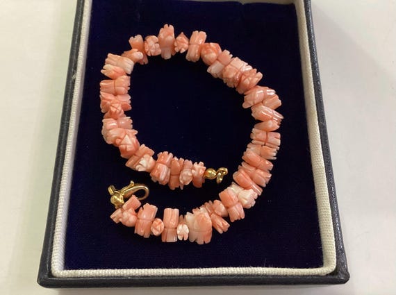 Vintage Angel Skin Coral Flower Bead Bracelet Blush Pink Wedding Petite 6 1/2" Girls