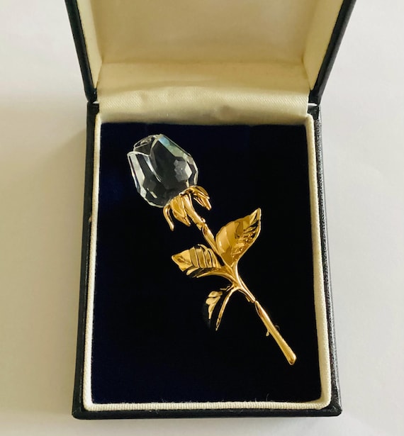 Swarovski Large Crystal Rose Brooch
