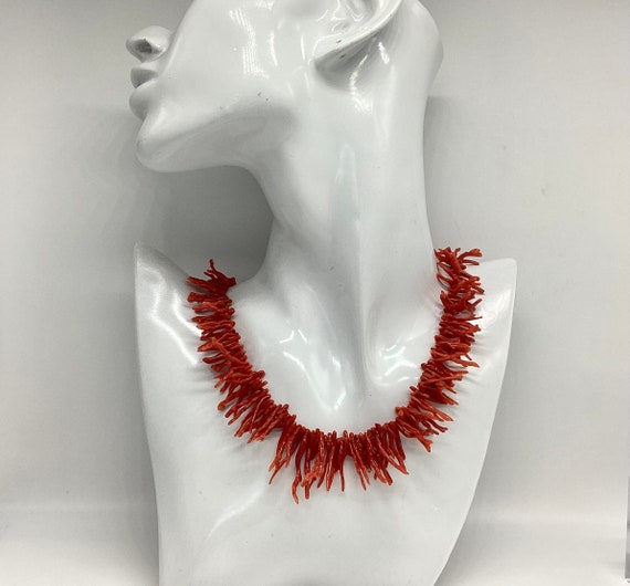 Natural Red Branch Coral Graduated Necklace Fabulous Vintage Jewellery Princess Length