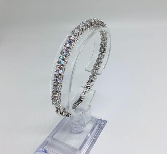Retro Large Rhinestone Bracelet Riviere Tennis Wedding Bridal Bridesmaid