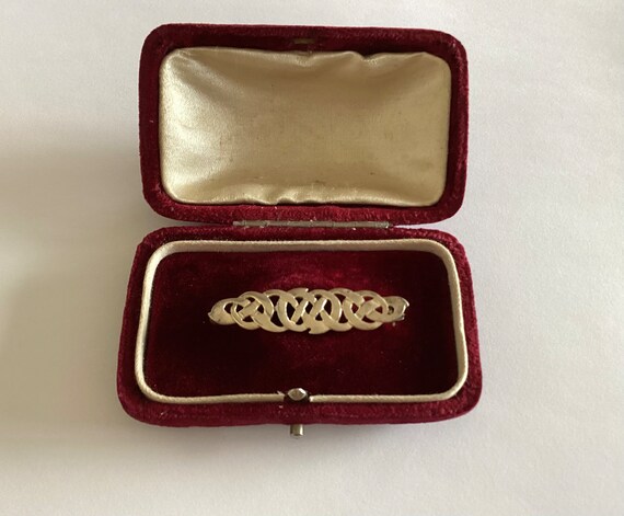 Vintage Sterling Silver Kit Heath Celtic Knot Bar Brooch Signed