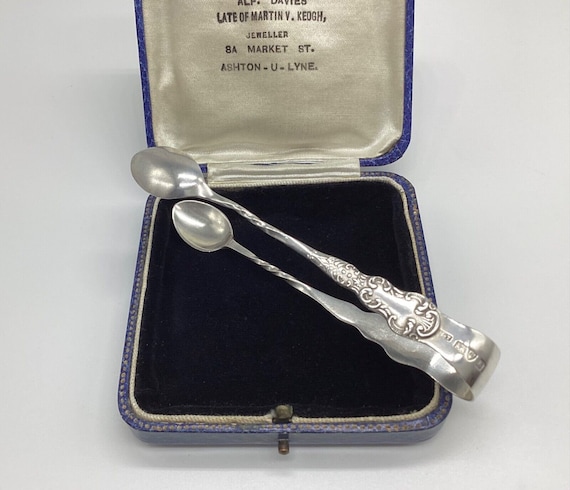Antique Victorian Hallmarked Chester Silver Sugar Tongs Nips 1901 William Thorneywork