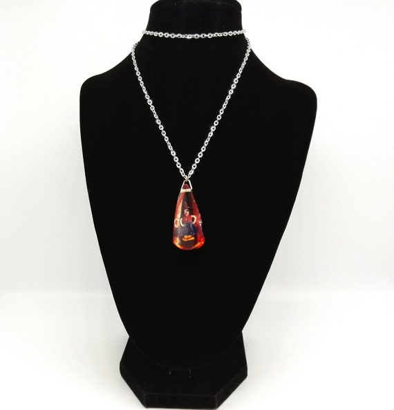 Fabulous Reverse Carved Pendant and Chain Brightly Coloured Costume Doll Vintage 1950's Plastic Luccite