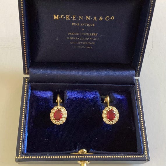 Attwood and Sawyer Swarovski Crystal Ruby Red Earrings Lever Back July Birthday