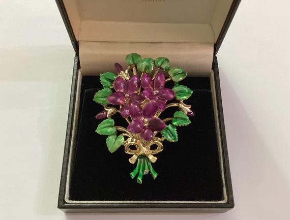 Vintage Violet Exquisite Birthday Month Flower Brooch Pin March Birthday