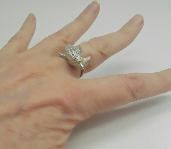 Vintage Flying Fish Ring: Solid 925 Sterling Silv… - image 4