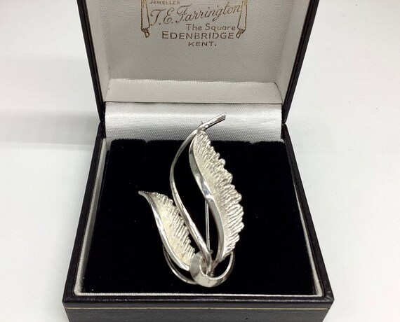Vintage 925 Silver Brooch Leaf