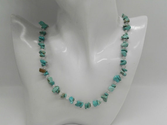 Turquoise and Crystal Bead Vintage Necklace 11th Anniversary